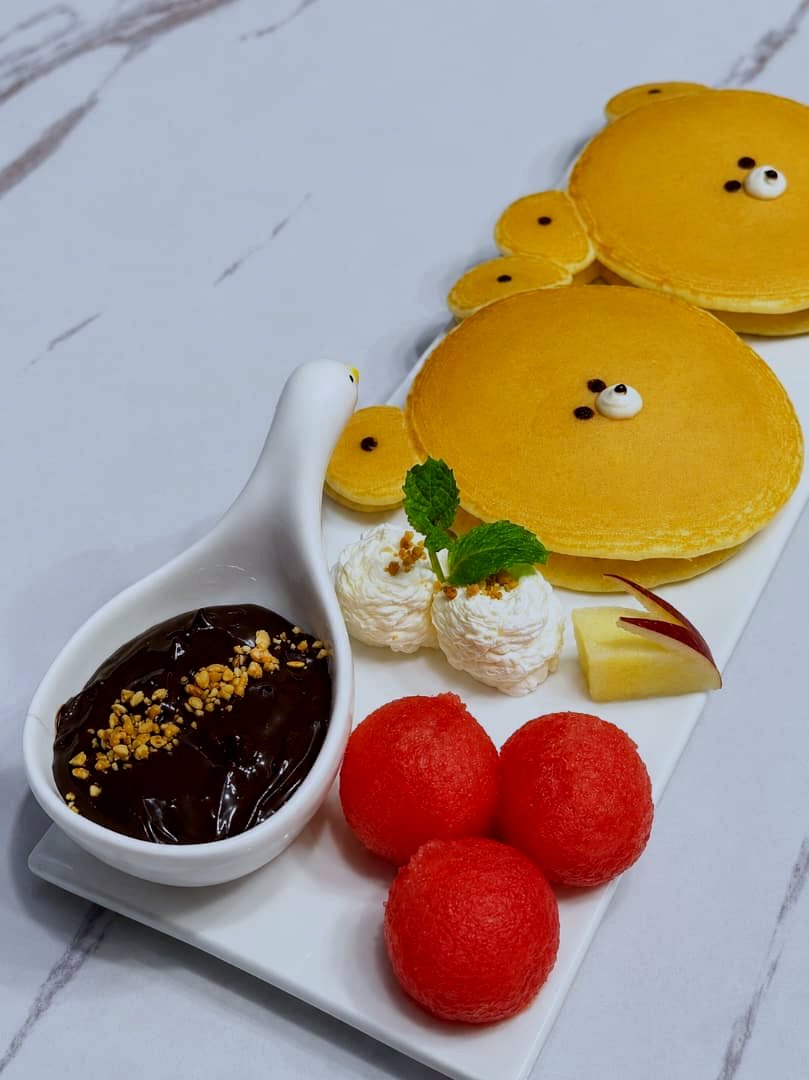 Cute bear pancakes dessert